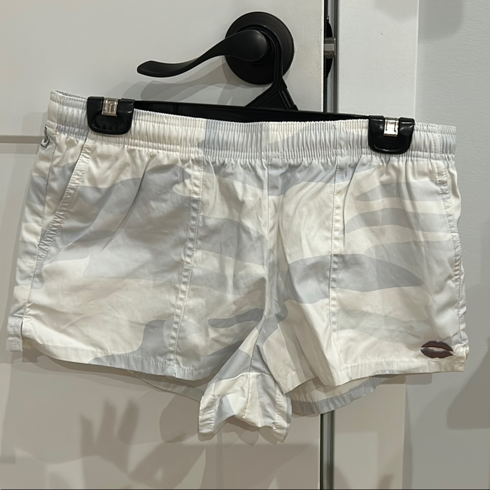 Women's White and Gray Shorts